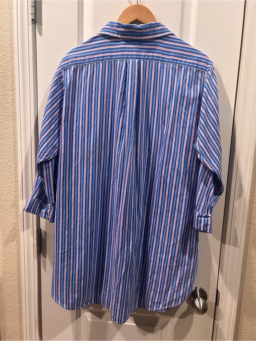 Lauren Ralph Lauren Button Up Sleep Shirt Blue Pink Stripes Women’s Size XL - Picture 3 of 11